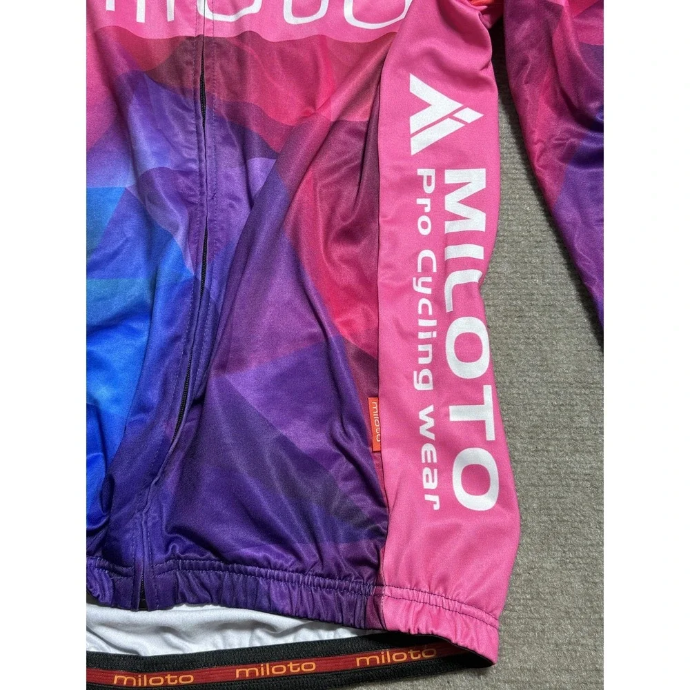 Miloto Cycling Jacket Mens Large Multicolor Pro Cycling Wear Full‎ Zip Polyester